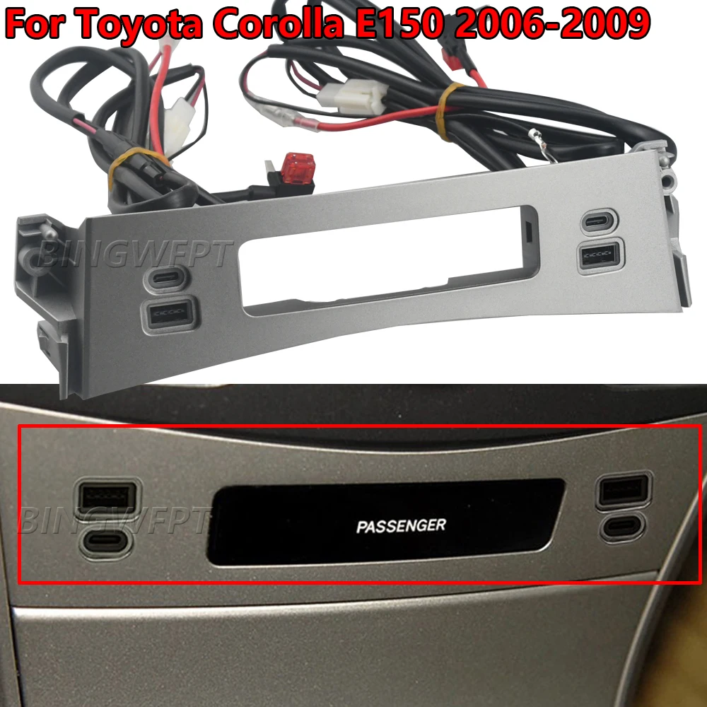 

Silver Gray Dual Car QC3.0 Charger Fast Charger Type-C PD USB Charger Interface Socket Fit for Toyota Corolla E150 2006-2009