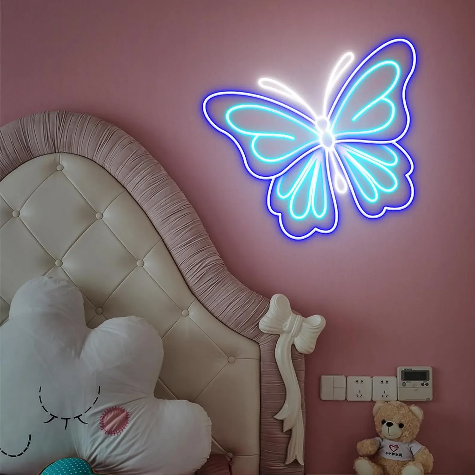 Colorful Butterfly Neon Sign,Aesthetic Neon Wall Art for Bedroom,Kids Room Living Room Decor,Business Neon Sign,Gift For Kids view 2