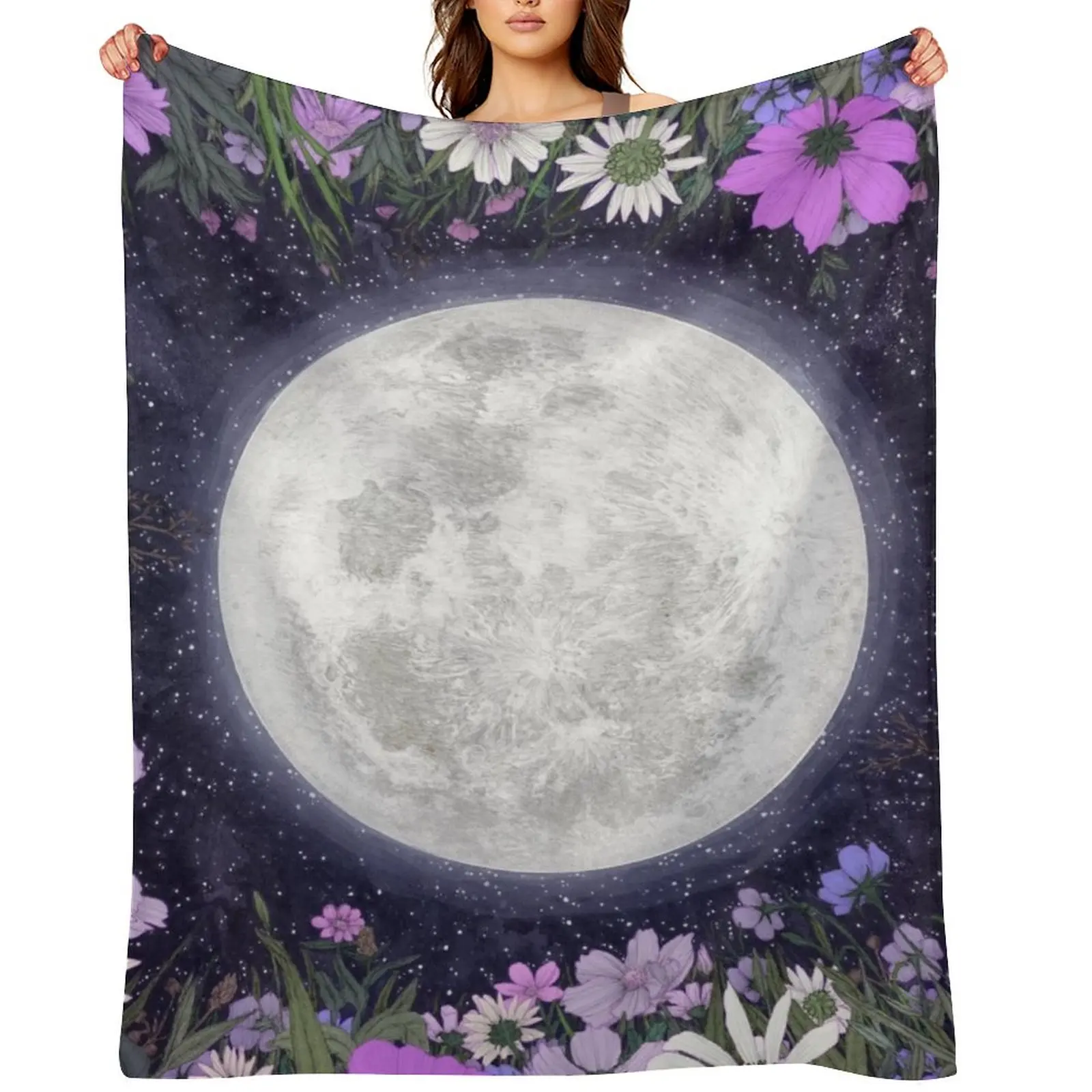 Moon Magic in the Meadow Purple and Pink Throw Blanket Luxury Brand for winter warm for winter Stuffeds Plush Blankets