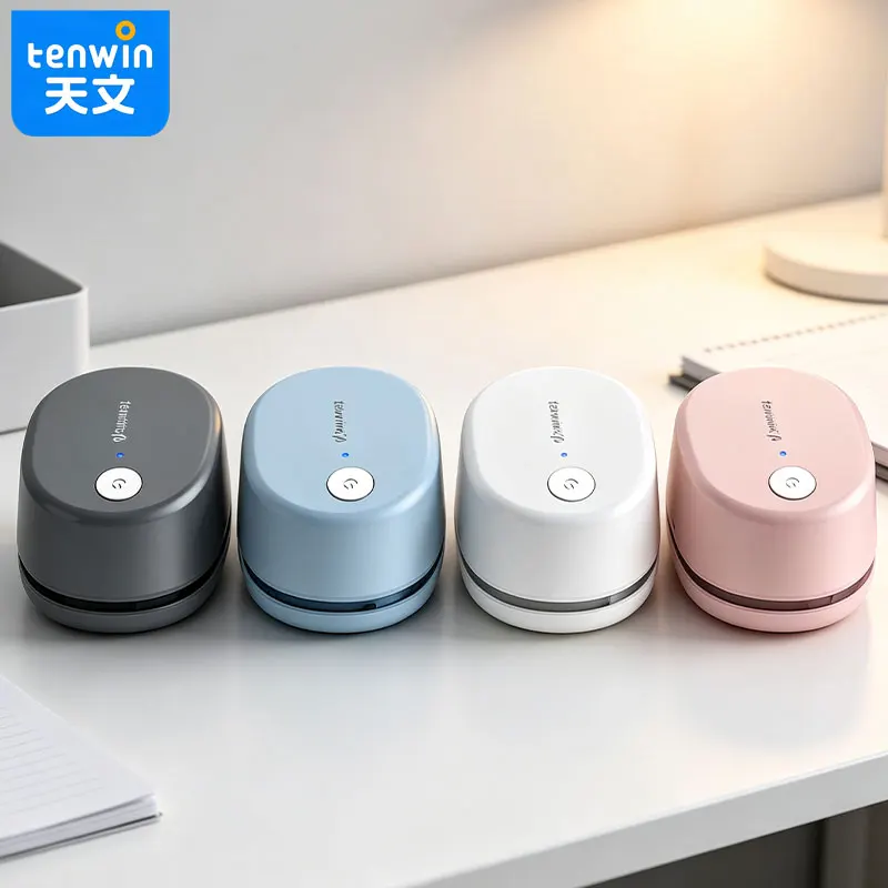 Tenwin Rechargeable Mini table top Vacuum Cleaner rounded anti - fall shell efficient collection of pencil ash eraser slag