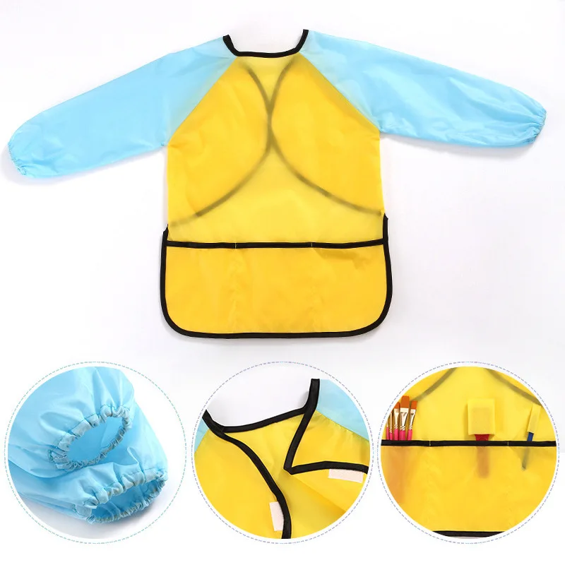 Kids Waterproof Art Smock for Painting Drawing Craft Washable Cooking Bib Long Sleeve Painting Apron with Pocket 5-7 Years Old - view 4