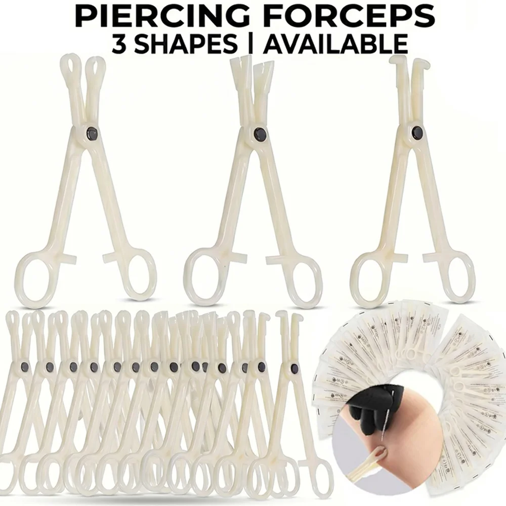 

Plastic Piercing Pliers 1/5/12/25Pcs Disposable Acrylic Triangle Slotted Round Forceps Clamps Ear Nose Navel Septum Body Tools