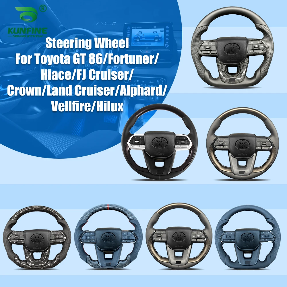 

Carbon Fiber Steering Wheel Perforated Leather For Toyota GT 86 FORTUNER FJ Cruiser HIACE LC70/76/79 Land Cruiser CROWN VELLFIRE