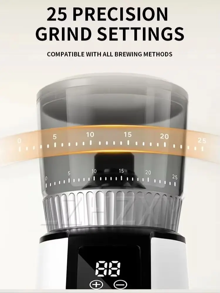 200G Bean Hopper Electric Coffee Bean Grinder Conical Burr Grinder Precise Grind Size Adjustment for Home Use and Baristas