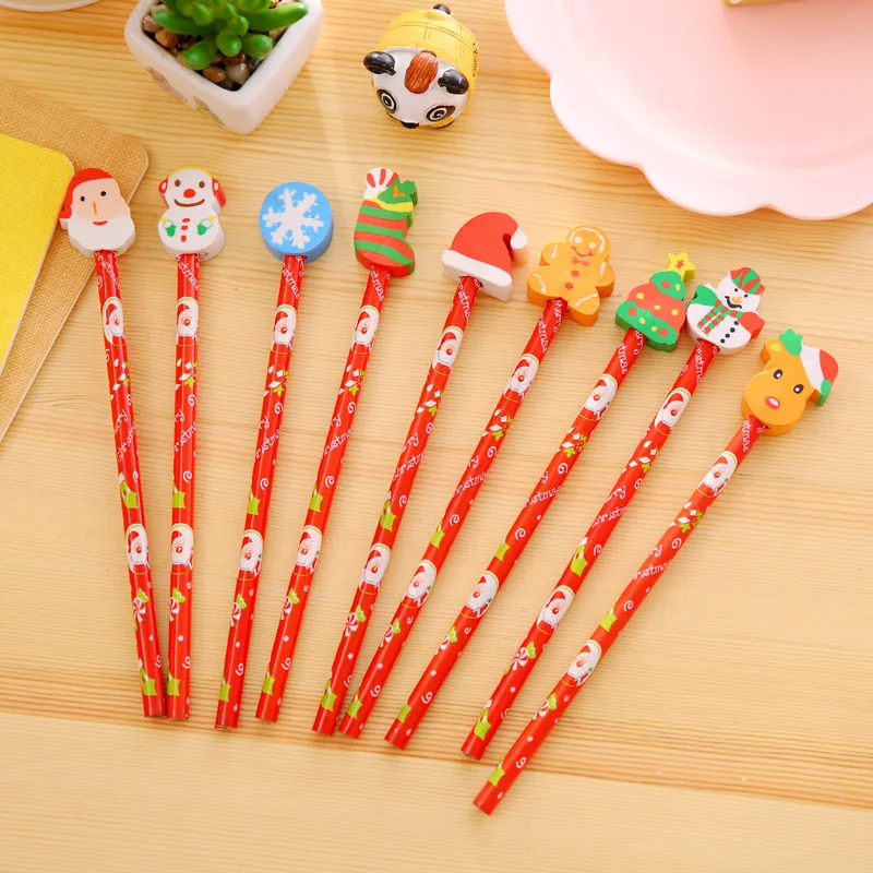 

50PCS Christmas pencil Christmas red stick pencil cartoon christmas pencil student Christmas gift manufacturer