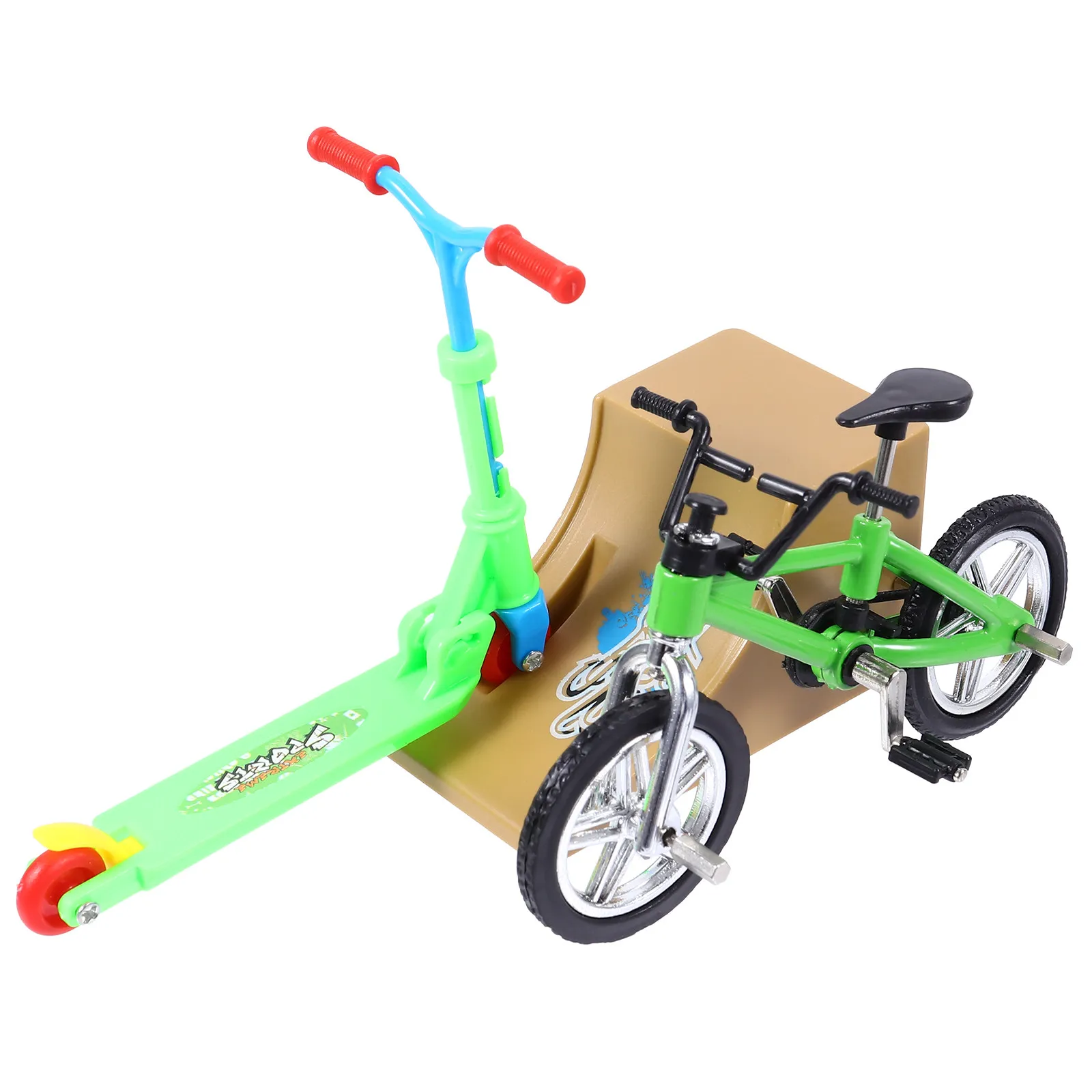 

1Set Mini Finger Bike Scooter Ramp Fingertip Sports Set for Stress Relief Entertainment Educational Play Mini Finger Toys Set