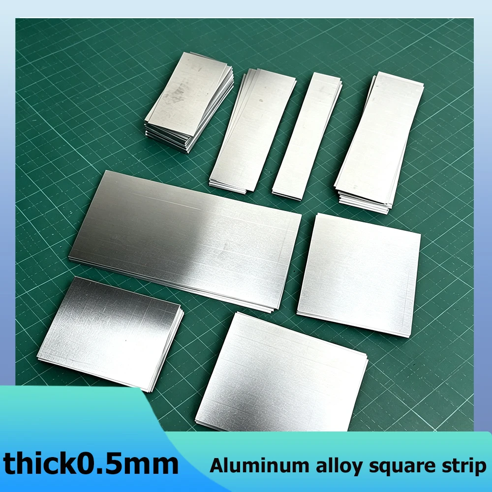 0.5mm Thick 5052 Aluminum Alloy Strip 2/5Pcs Rectangular Thin Aluminum Plate Bendable Shaping DIY Craft Model Heat Dissipation
