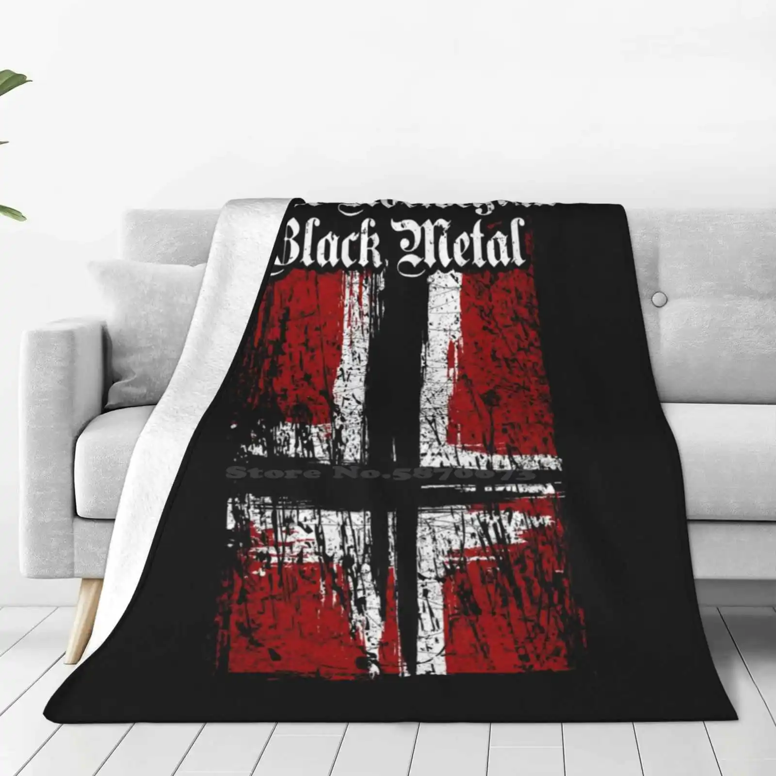 Trve ( True ) Norwegian Black Metal-Norwegian Satanic Flag Creative Design Light Thin Soft Flannel Blanket Trve True Norwegian