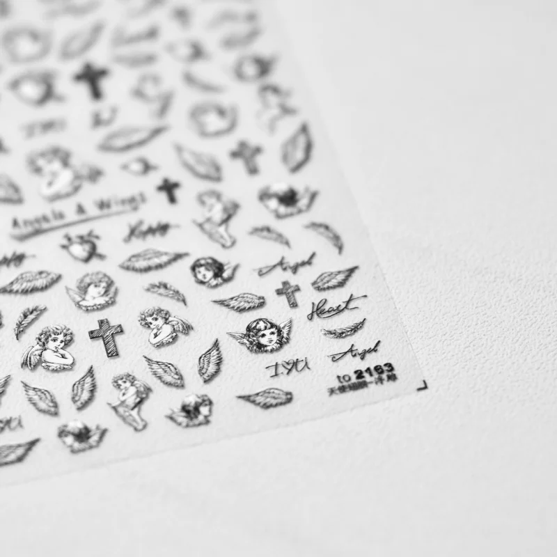 [Meow.Sensei] Relief nail Stickers Popular Japanese-Style Retro Sticker Sketch Angel Ornament