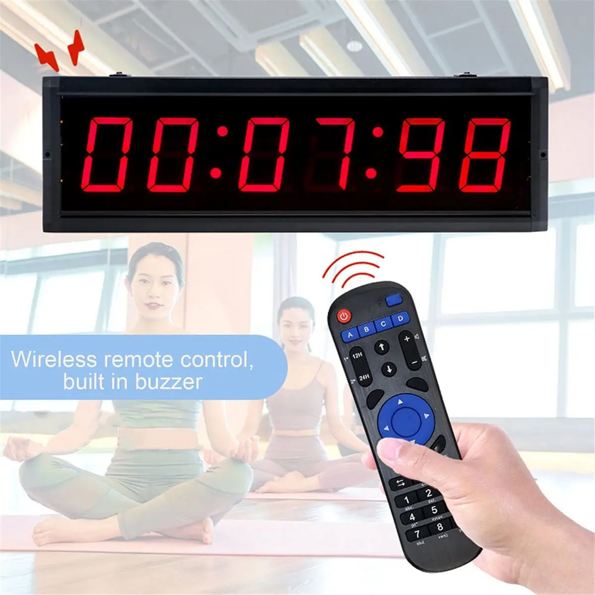 2026 New 1.5in 6 Digit LED Race Timer Red Display Running Event Gym Timer 12/24 Hour with Stopwatch Remote Control