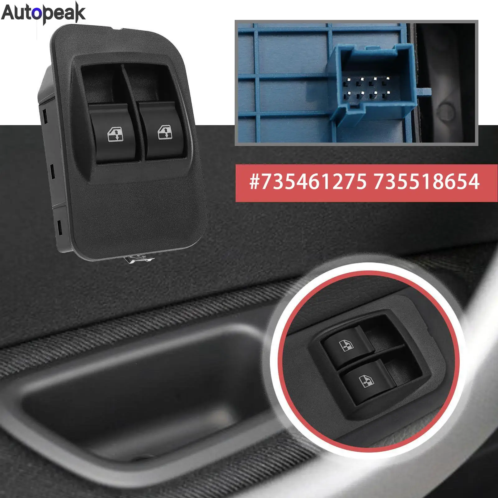 

Power Window Switch Control Button For Citroen Nemo Peugeot Bipper Tepee Vauxhall / Opel Combo Fiat Doblo Qubo Fiorino Car Parts