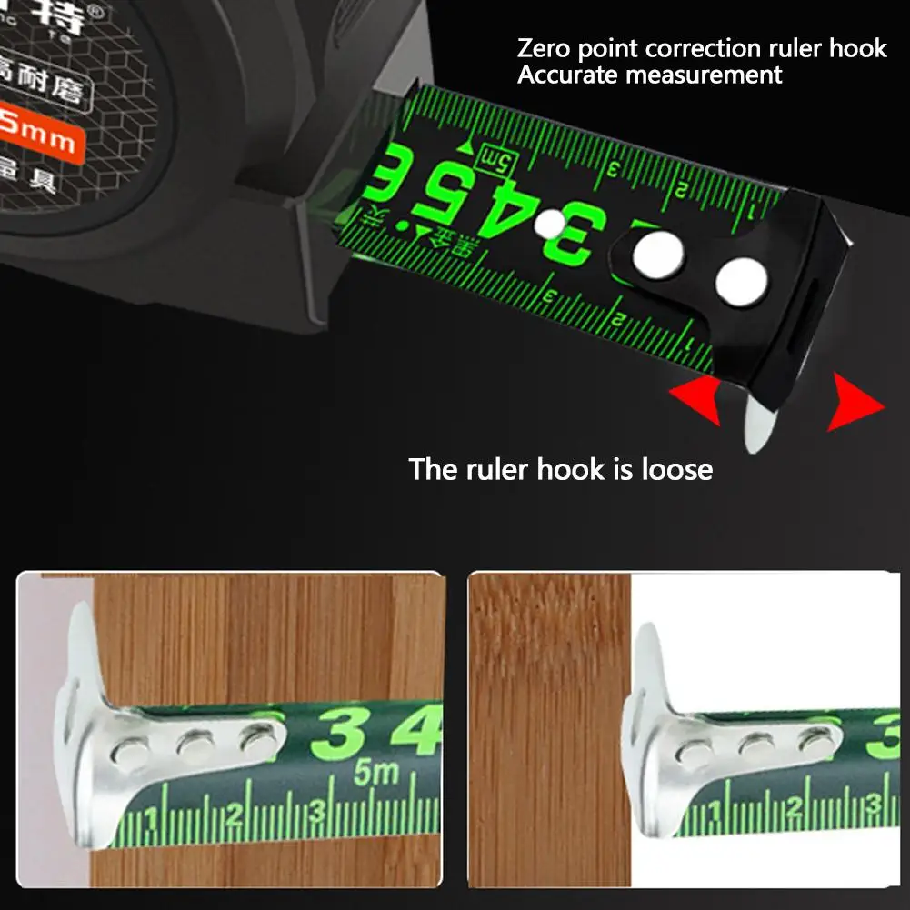 Fluorescent Steel Tape Measure Hard-wearing And Drop-resistant Highly Precision Tools Ruler Steel 5m Measure Tape Measuring X9R4