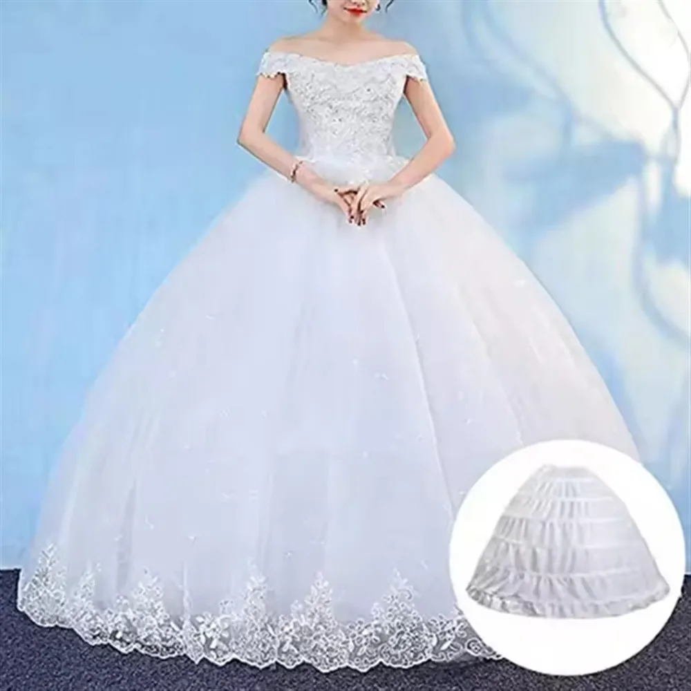 

6 Hoop Wedding Accessories Crinoline Long Wedding Petticoat for A-lineBall Gown Dress Black White Red Underskirt Skirt Half Slip