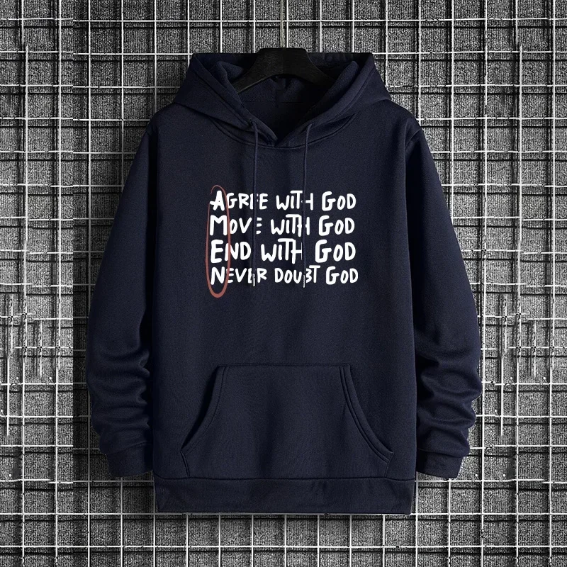 God Amen Print Men Hoodies Casual Sporty Sweatshirt Winter Warm Hooded Pullover Fashion Streetwear Top Male Outdoor Essentials