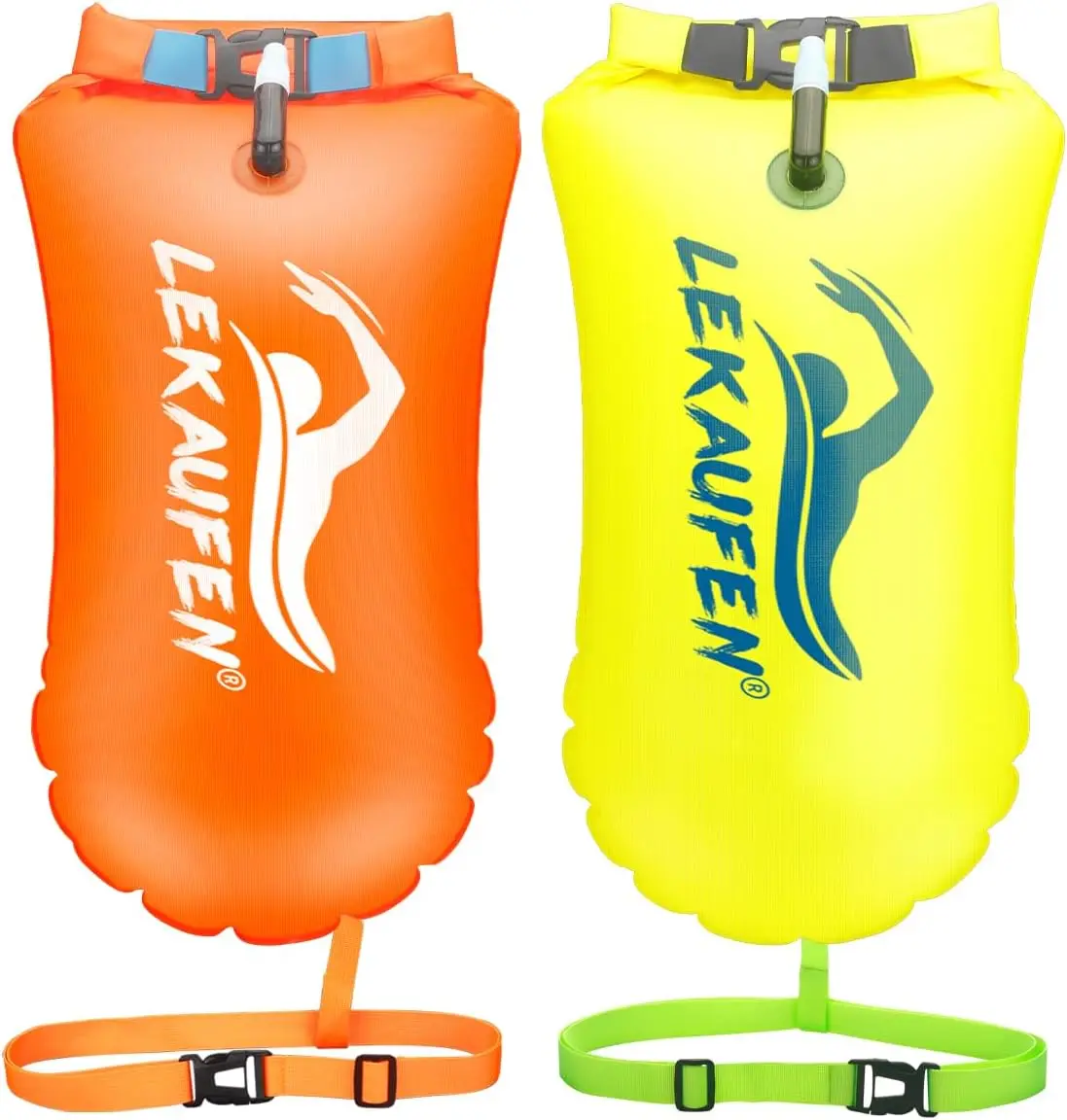 

Swim Buoy for Open Water 2 Pack, 20L Waterproof Dry Bag Safety Float for Swimmers Triathletes Kayakers Snorkelers, Yellow &