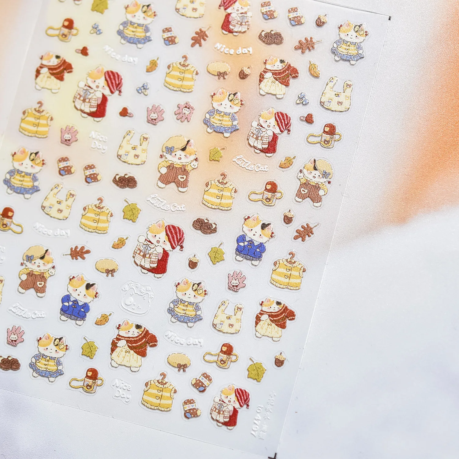 5D Cute Rain Dog Puppy Bowknot Cherry Apple Fruit Tulip Rainbow Cloud Musical Note Star Adhesive Nail Art Sticker Manicure Decal