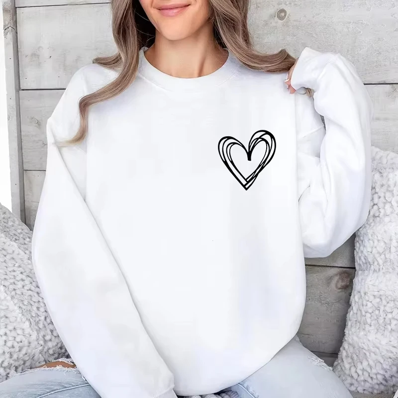 

Korean Style Womens Sweatshirts Printing O Neck Tops Casual Daily Outdoors Sports Jogging Pullover Long Sleeves Woman Clothing