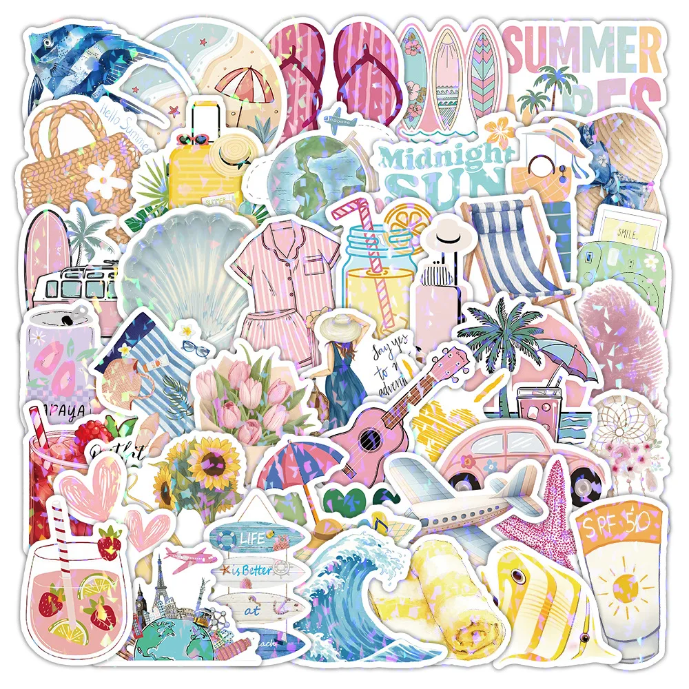 

50PCS Cartoon Summer Holiday INS Style Sticker DIY Decoration Mobile Phone Case Notebook Water Cup skateboard Graffiti Toy Gift