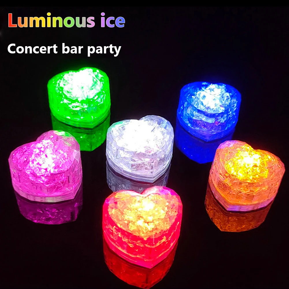 Cubos de hielo LED luminosos para decoración del hogar, accesorios de neón brillantes para fiesta, Festival de Halloween, suministros de decoración navideña, 12 piezas