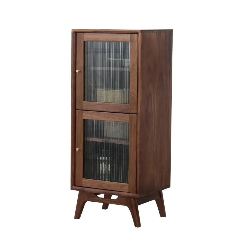 Bucket cabinet, Nordic black walnut wood sideboard, storage cabinet, solid wood tea cabinet, sofa corner sideboard