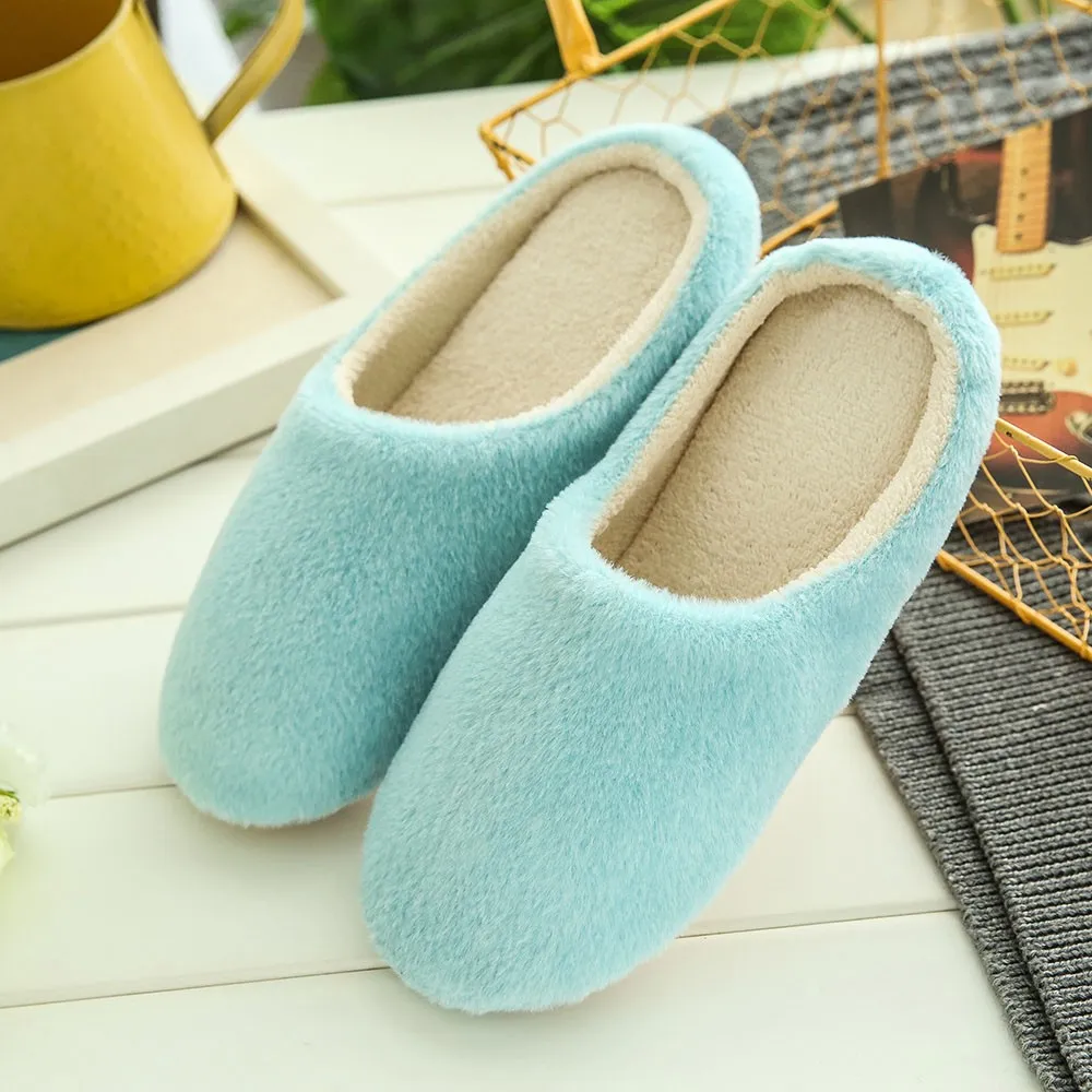 

Bedroom Slippers Women Men New Plush Indoors Anti-slip Soft Home Floor Women Shoes Winter Warm Simple Comfortable Mop Slippers