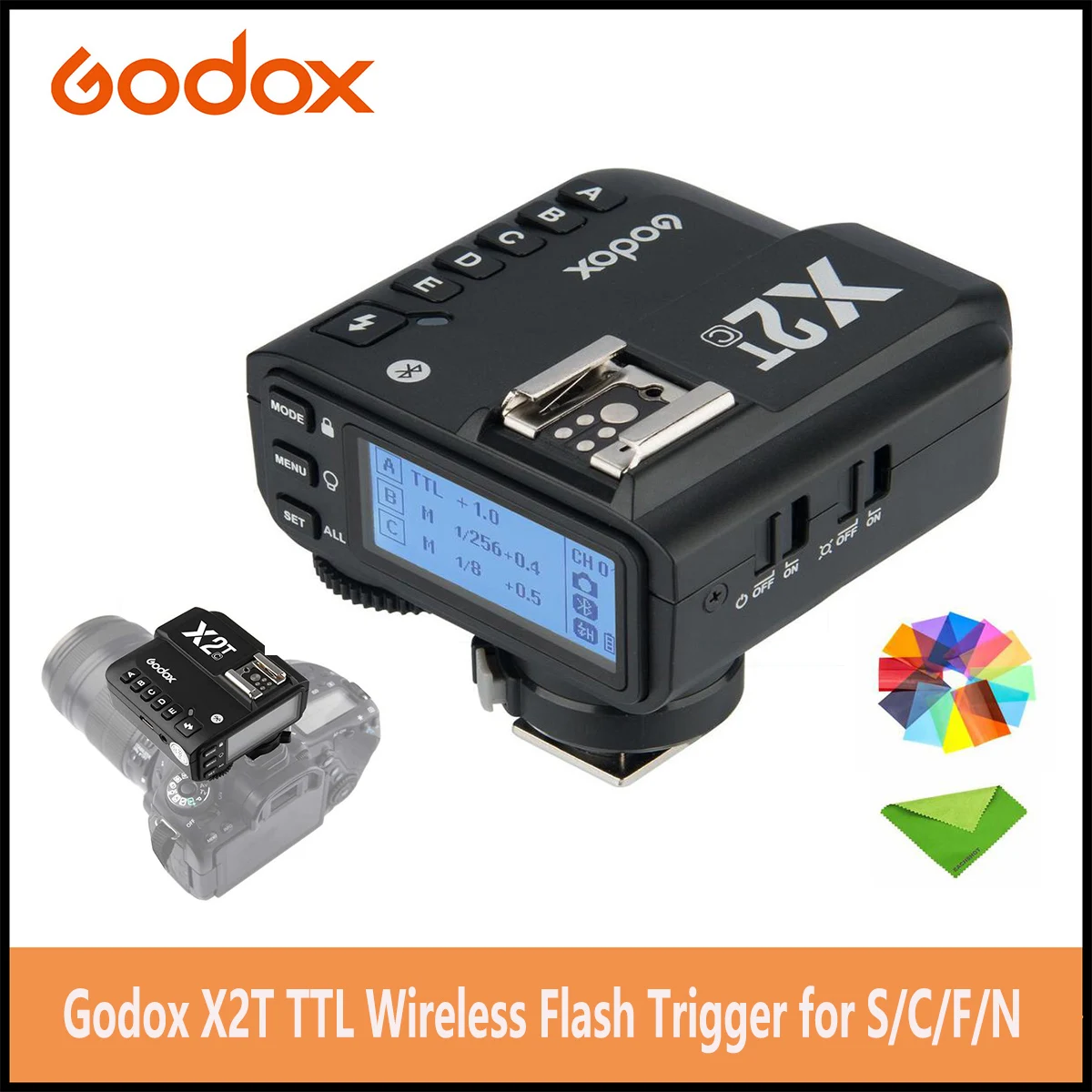 Godox X2TTTL Wireless Flash Trigger for Canon sony nikon Fujifilm, Bluetooth Connection Supports iOS/Android App Contoller.