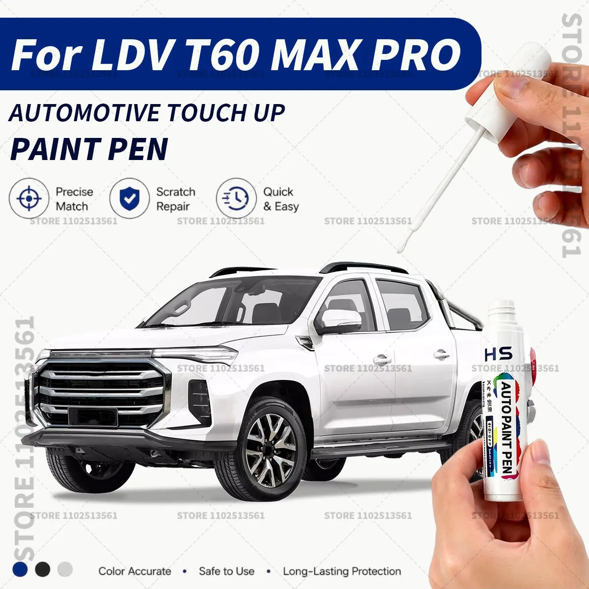 Car Paint Repair Pen Restores Original Factory Paint Finish For LDV T60 MAX PRO Lava Grey Blanc White Jewel Blue Maple Orange