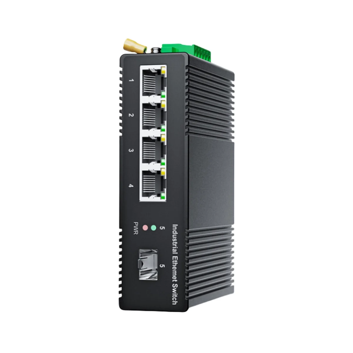 5 Port Industrial PoE Gigabit Din Rail Ethernet Switch, 4 Port Switch with SFP 10/100/1000Mbps IP40 Unmanaged 48V Output