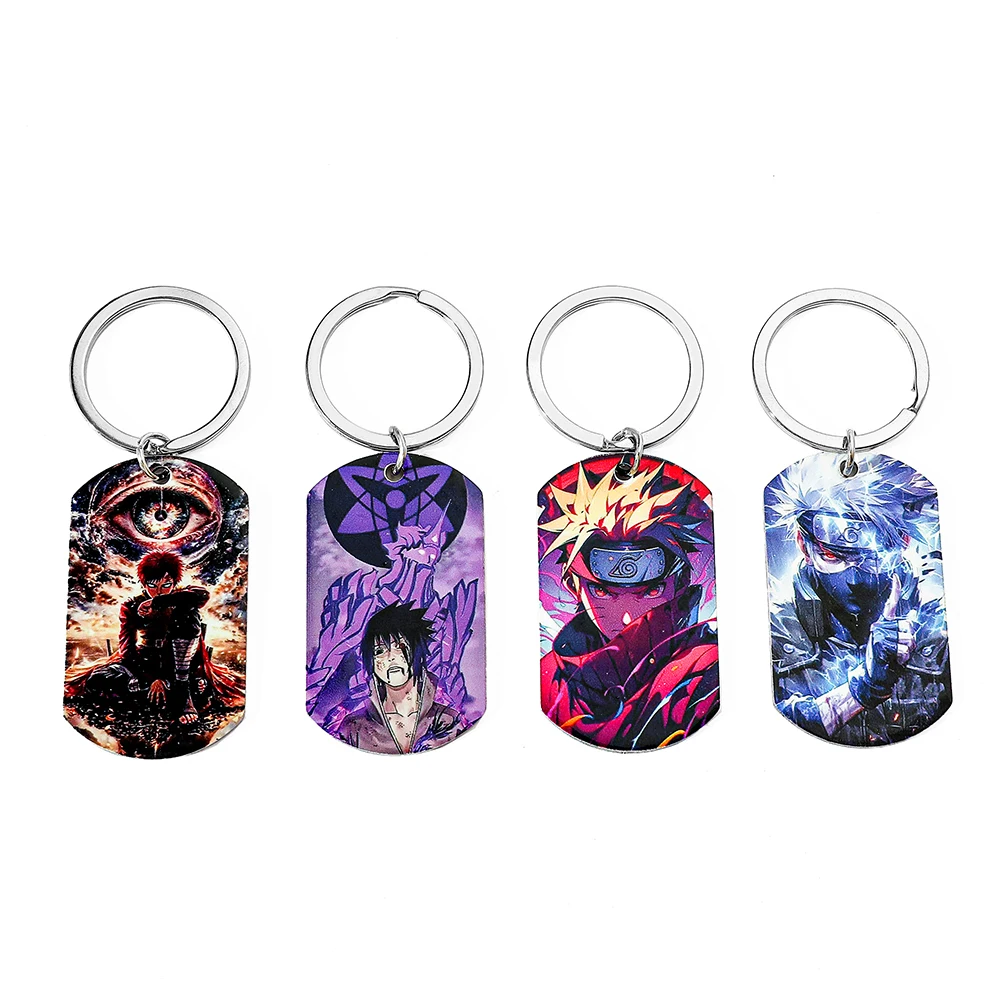 Classic Anime Uzumaki Keychain Double Sided Pattern Hatake Kakashi Keyrings For Friends Birthday Pendant Gifts