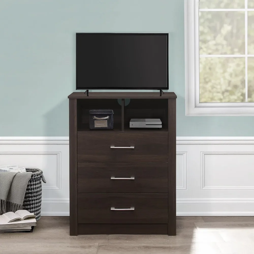 خزانة ملابس كوبي ذات 3 أدراج مع رف، إسبرسو، من هيلزديل ليفينج إسنشيالز