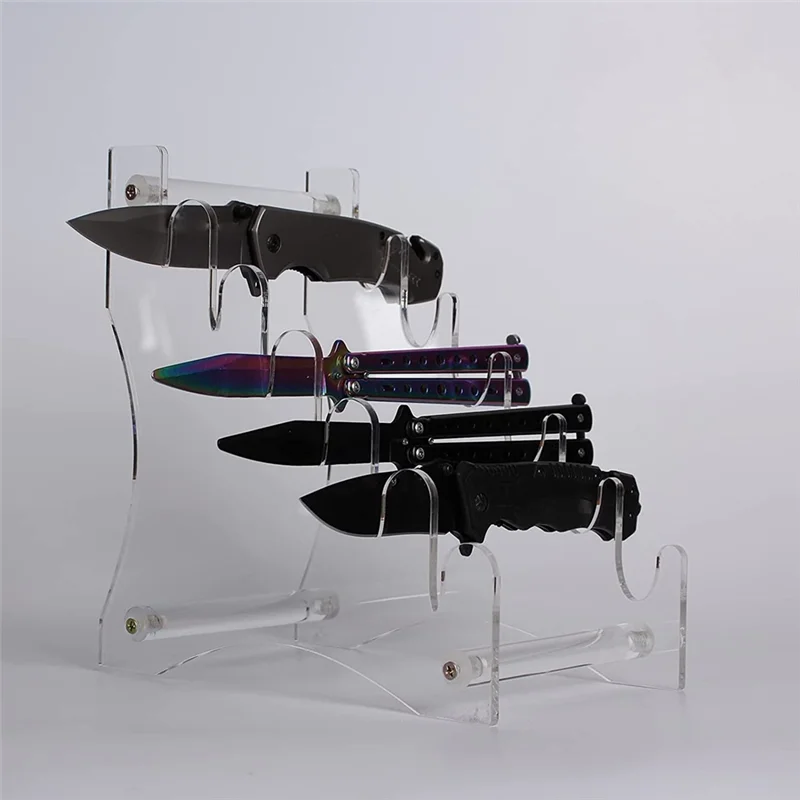 A26I-Acrylic Knife Display Stand - 6-Tier Detachable Knife Rack, Light Weight Pocket Knife Storage Rack