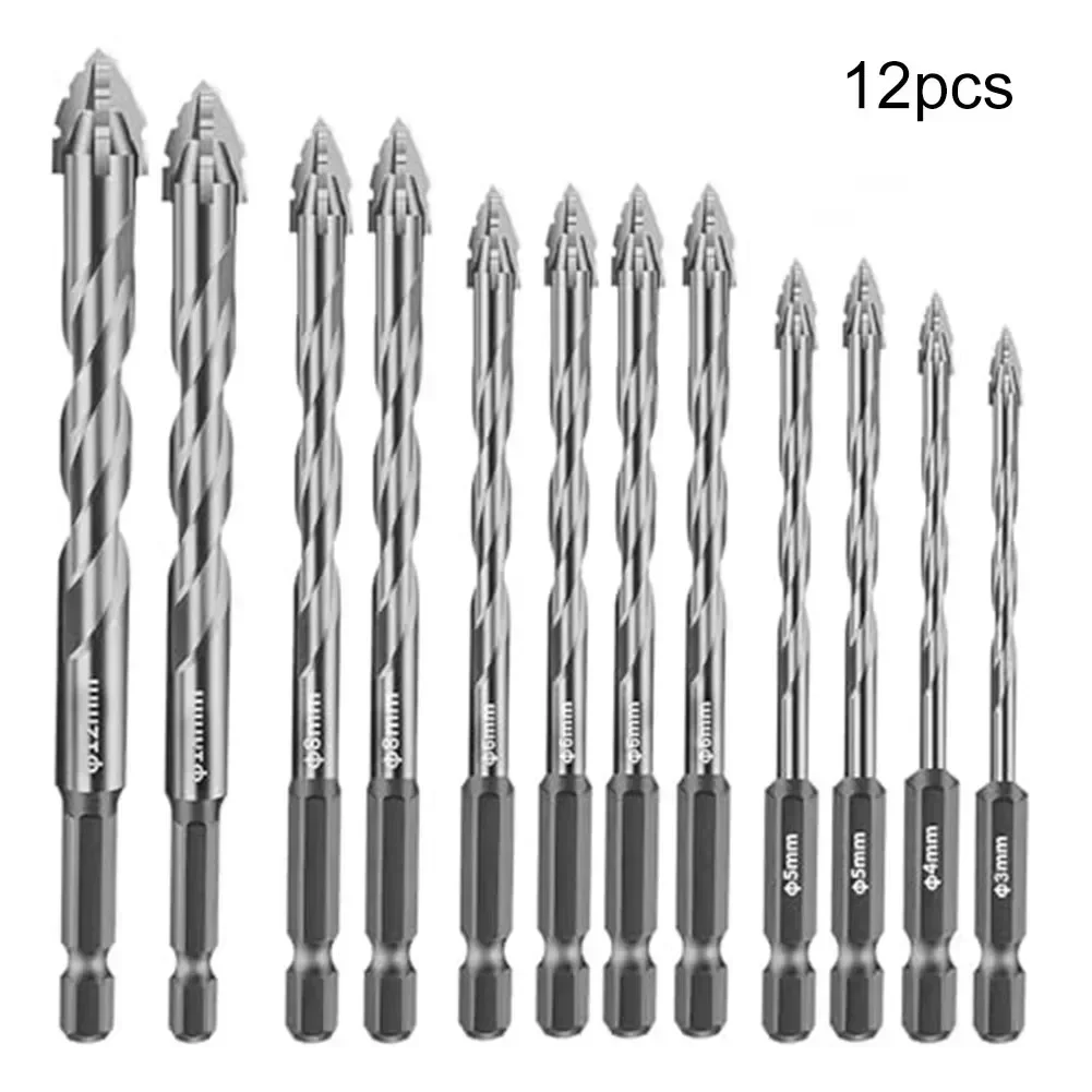 

12pcs Eccentric Drill Bit Set Sawtooth Drill Bit With 4 Cutting Edges Four-Edged Serrated Drill Bit For Wood Metal DrillIng