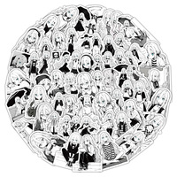 10/50/100PCS Angels of Death Anime Sticker Cute Ray Black and White Graffiti Decoration Personalized Creative Decoration Bicycle