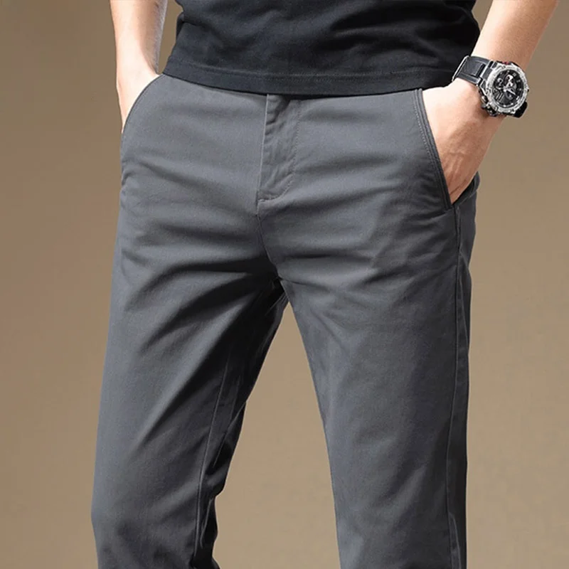 

Мужские повседневные брюки Slim Fit, весенние, молодежные, с зауженной талией, средней посадки