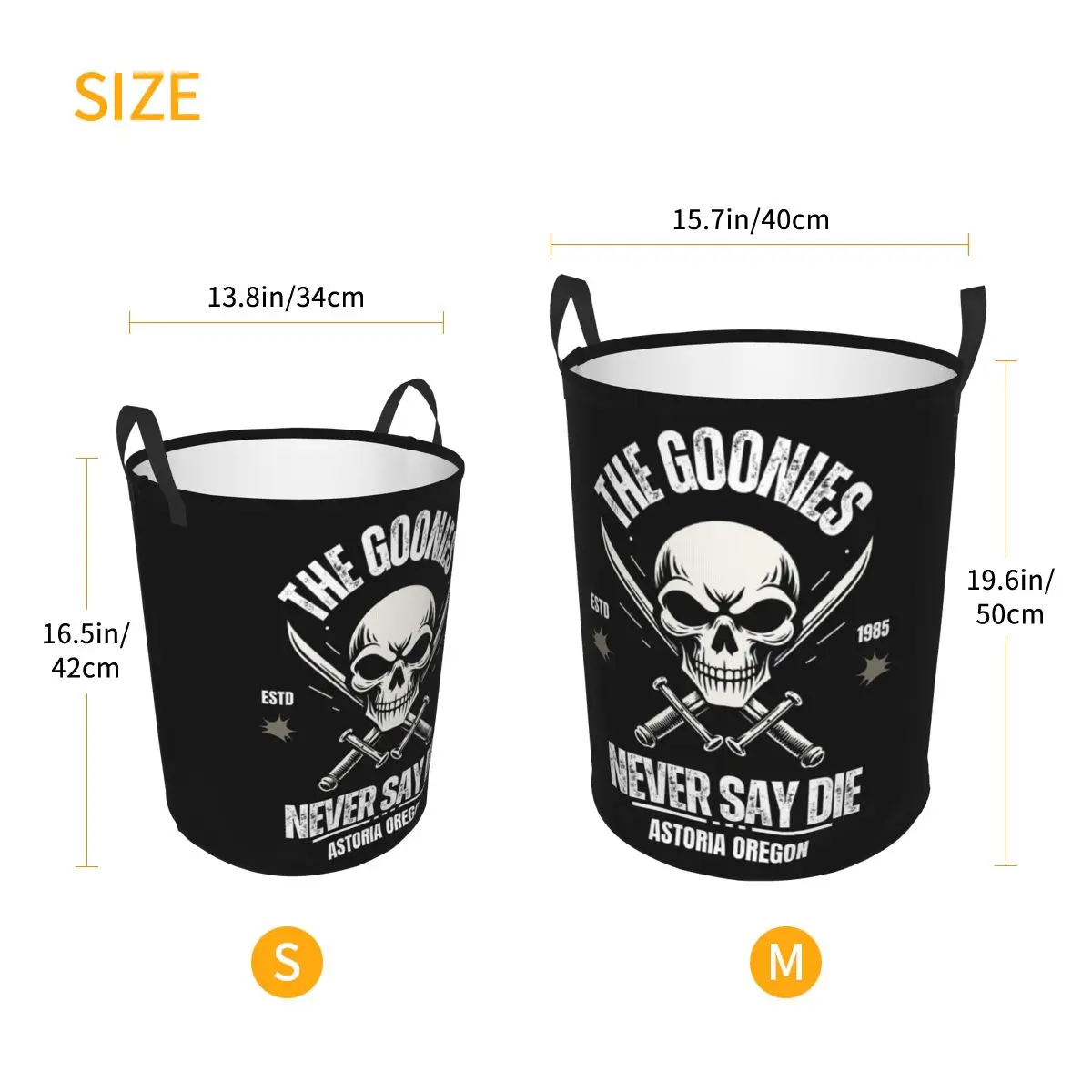 Never Say Die The Goonies Spirit Lives On Foldable Laundry Baskets Dirty Clothes Toys Sundries Storage Basket Large Bag For Kids