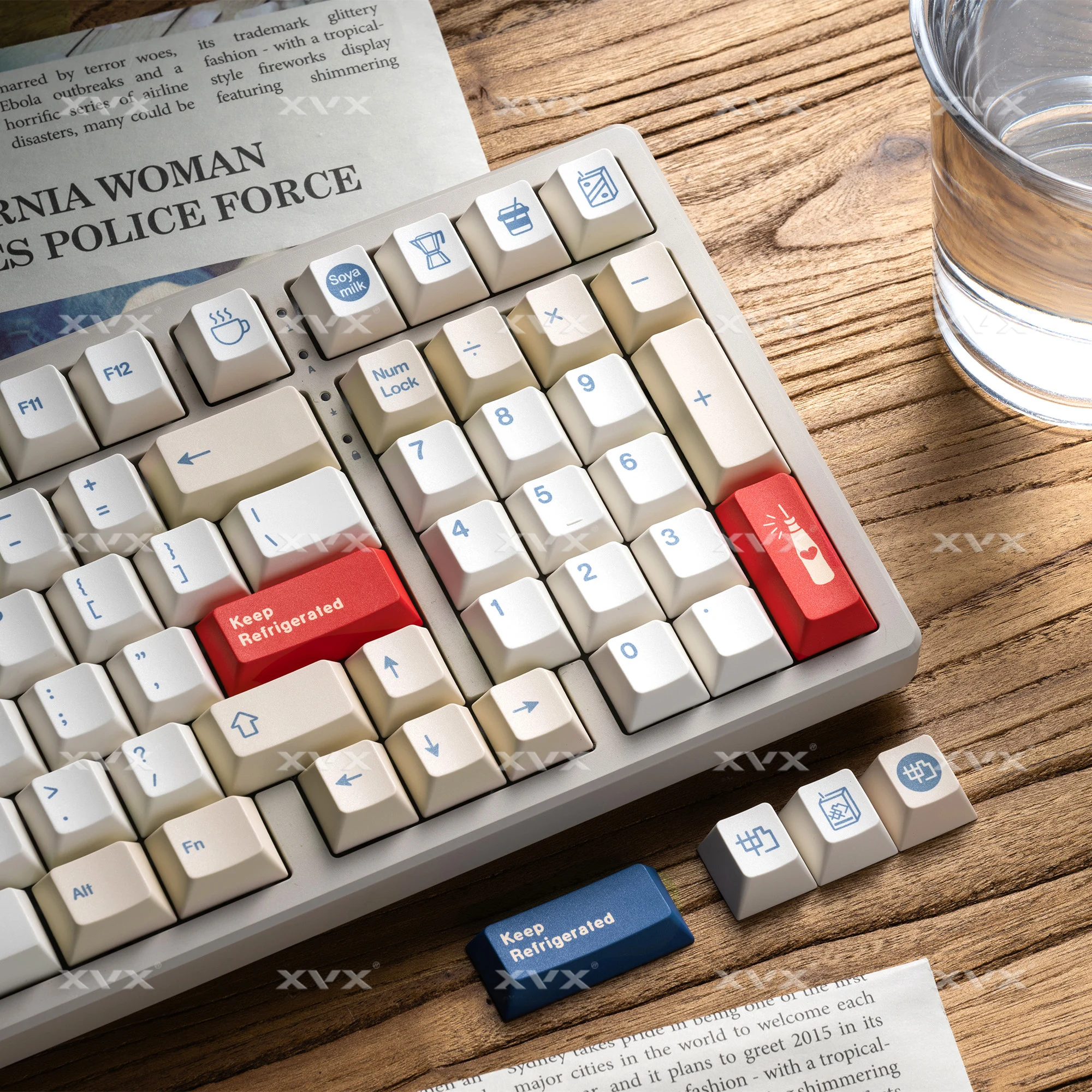 

XVX Tri-Color Keycaps Milky White PBT Korean&US Keycap Compatible with Mechanical Keyboards Dye Sublimation 147 Keys