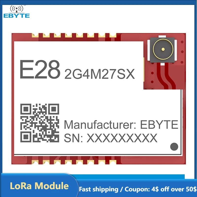 

SX1280 SPI Высокоскоростной модуль широкого спектра LoRa 2,4 ГГц EBYTE E28-2G4M27SX вторичное развитие беспроводной диапазон 27 дБм SMD