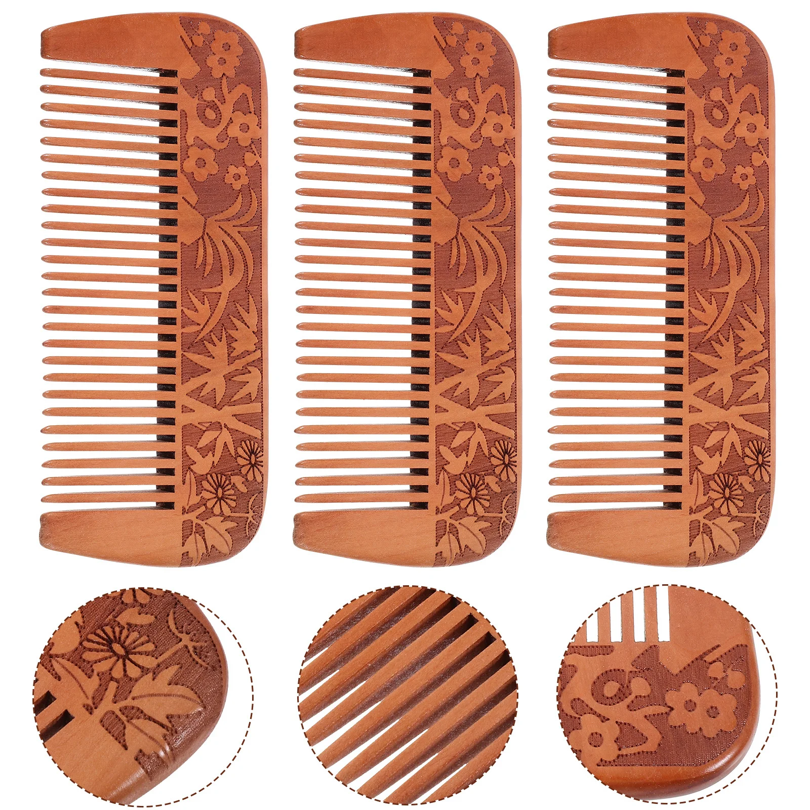 

3 шт., натуральные деревянные расчески, антистатические деревянные распутыватели волос, массажная расческа для ухода за кожей головы, без статической деревянной расчески, деревянные расчески