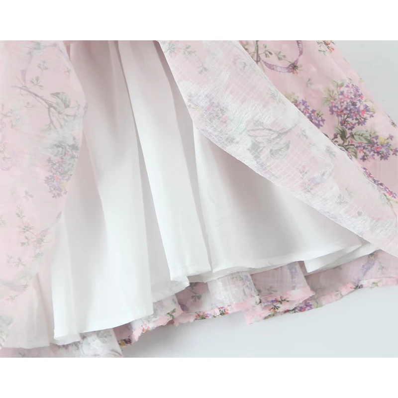 Jastie French Style Floral Print Sleeveless Mini Dresses Women Square Neck Low Waist A-line Slim Summer Dress Holiday Robe 2025