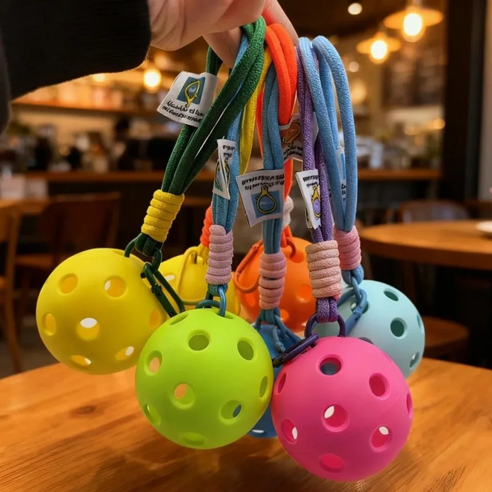 New Creative Pickleball Keychain Decorative Mini Pickleball Pendant Colorful Pickleball Key Ring for Pickleball Lovers