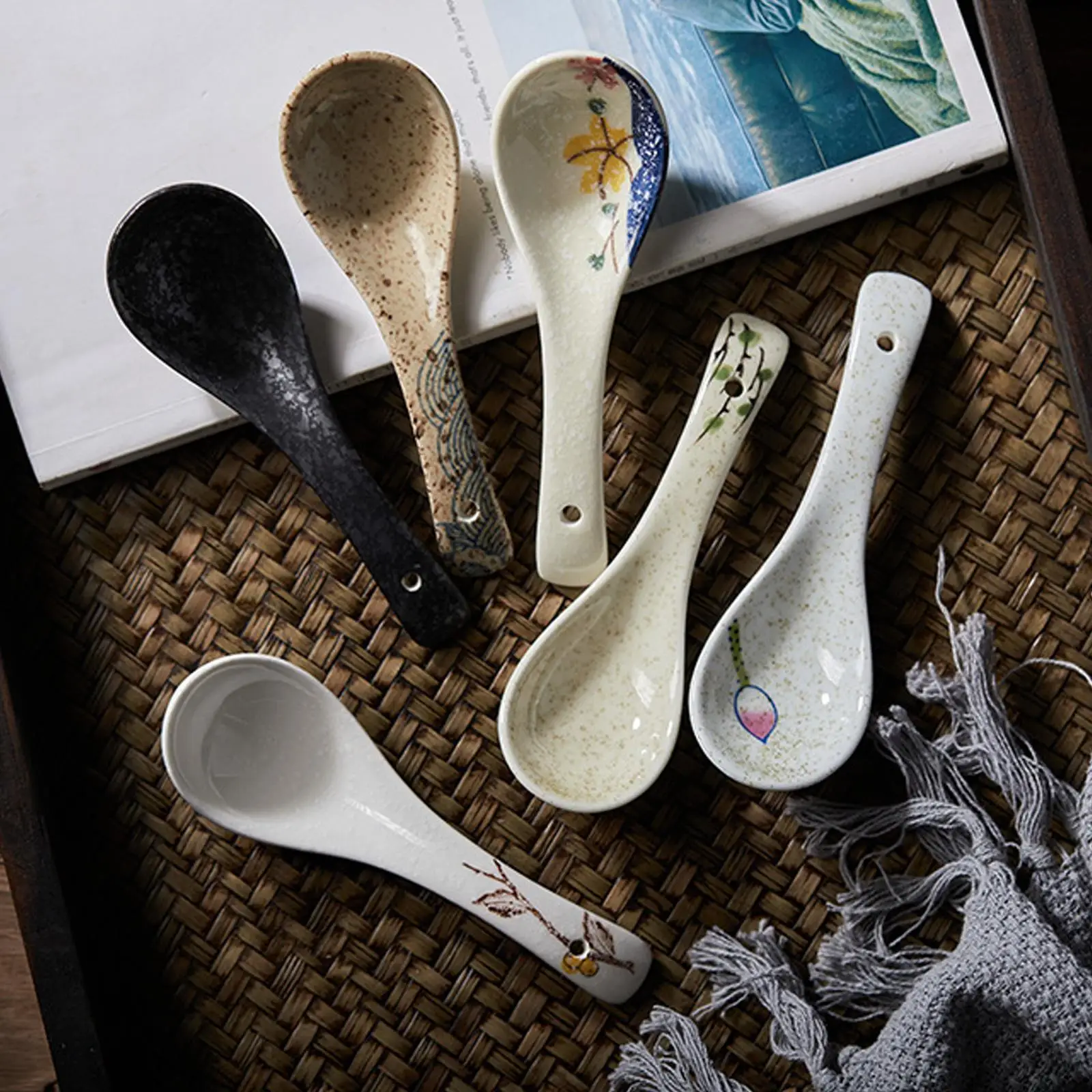 Spoon Dinnerware Service Ceramic Ladle Dinner Dipper Porcelain Utensil Scoop Tableware Household Kitchenware Supplies