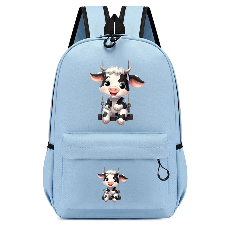 Mochila escolar con estampado de vaca para niños, morral de Anime bonito para guardería, mochilas de viaje para niños, mochilas escolares para estudiantes