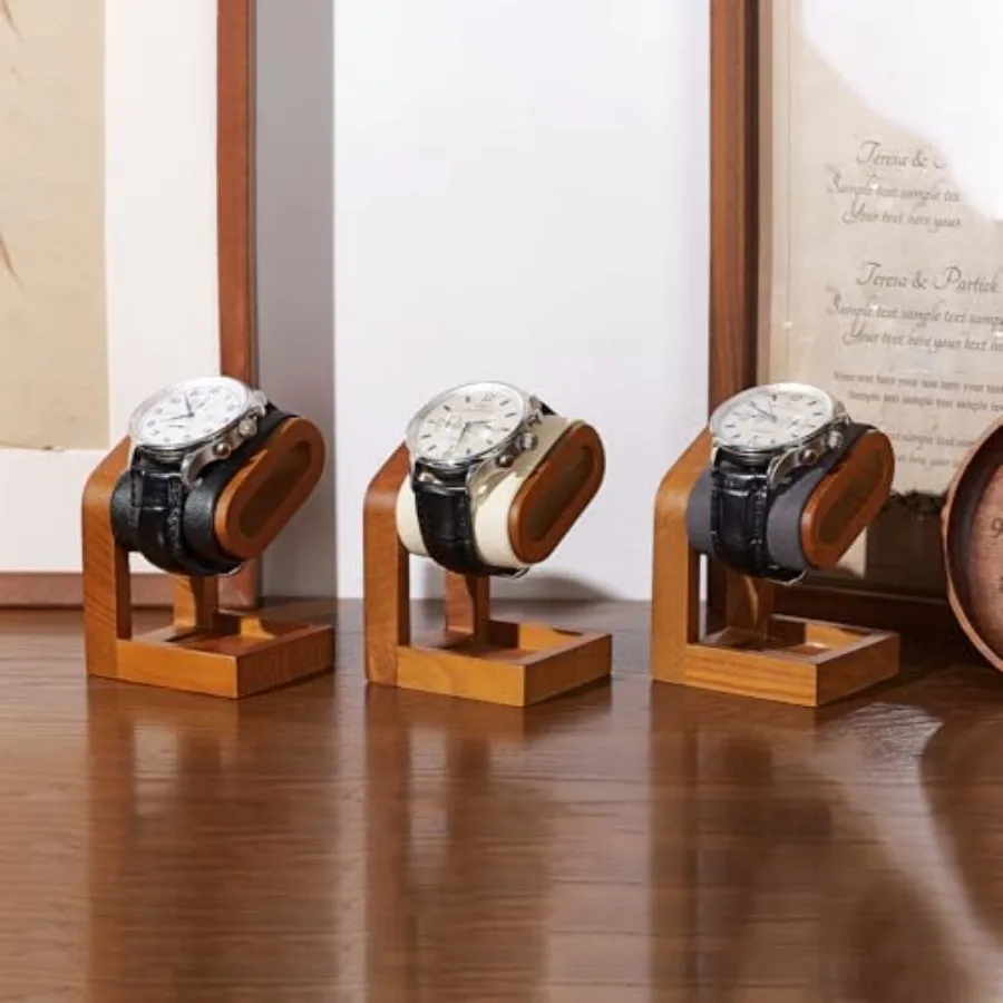 Single Watch Stand Display Solid Wood Jewelry Stand Display for Wristwatch Bracelet Bangle Black