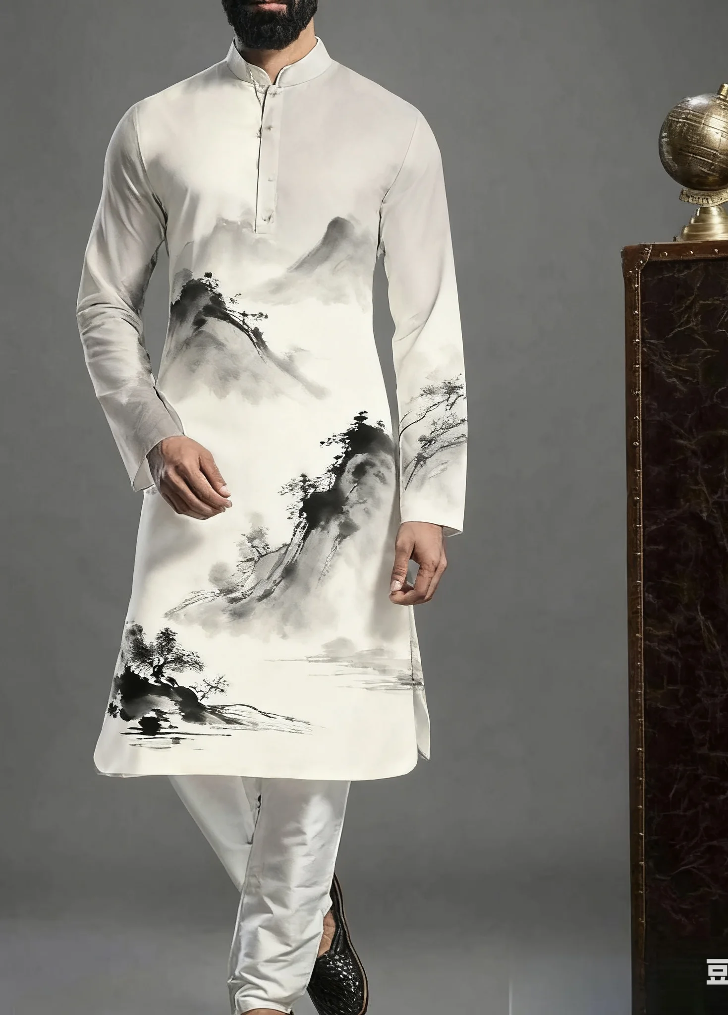 Men's Digital Print Kurta - Casual Style - alternate angle