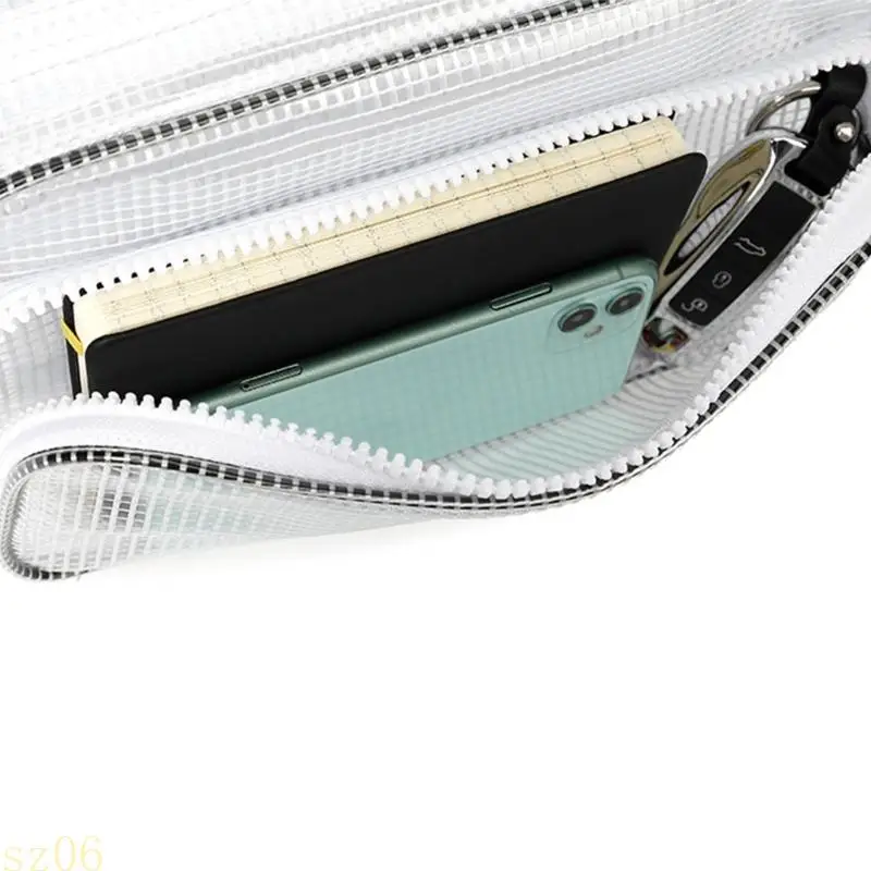 Q2Q4 PVC Waterproof Waist With Transparent Meshes Storage Compartment Adjustable Belt For Hiking Climbing Outdoor Gears