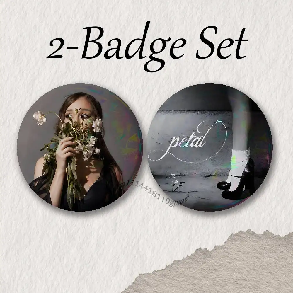 For Singer A-Ariana Petal G-Grande Brooches for Backpack Accessories25,32,44,58,75mm Round Enamel 2piece set Cartoon Anime Badge