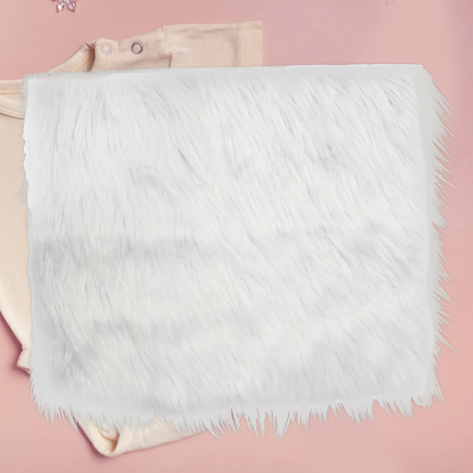 بطانية تصوير الأطفال حديثي الولادة، خلفية فرو صناعي أبيض فاخرة، مريحة للغاية، لالتقاط صور الأطفال اللطيفة والذاتية الذاكرة.