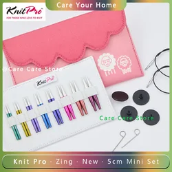 Original New 5cm KnitPro Zing Mini Interchangeable Knitting Needles Set Baby Hats Socks Circular Needle Knitting Spokes Kit