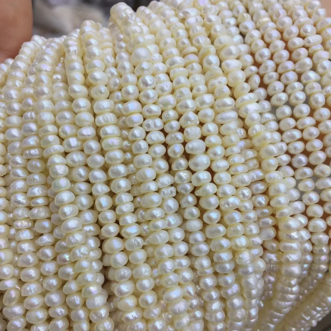 4-5MM Flat Round Micro-flaw Freshwater Natural Pearl Loose Beads Beaded Work in Progress Wholesale Necklace Bracelet