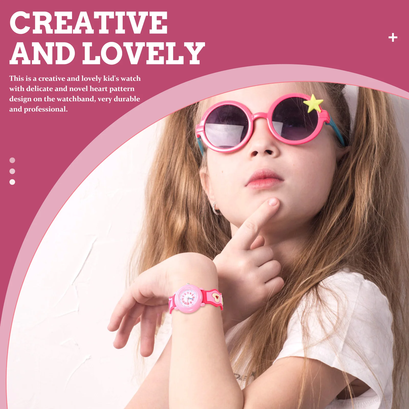 Silicone Watch Heart Design Cartoon Wristwatch Birthday Gift Lightweight Portable Adjustable Student Watch